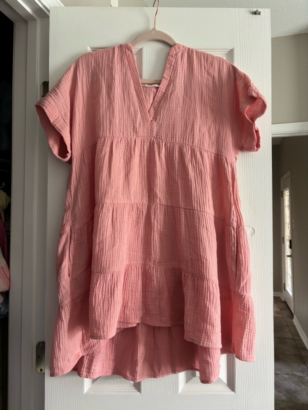 peach color gauze dress